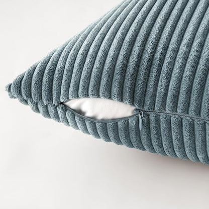 MIULEE Soft Corduroy Decorative Throw Pillow Covers Blue Navy Series 20x20 | - Image 3
