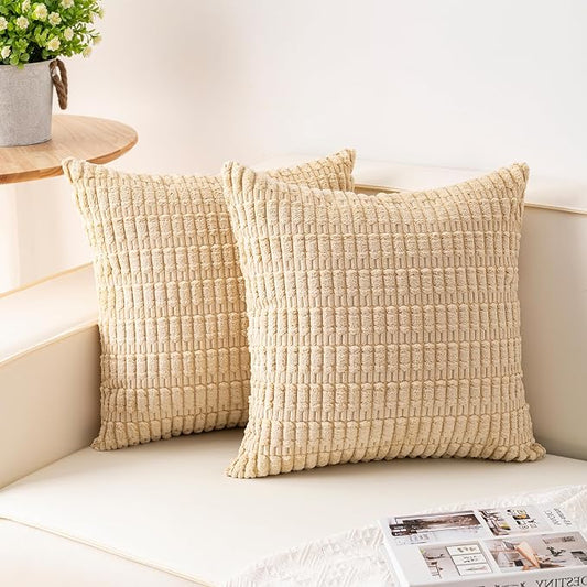 Aegero Pack of 2 Corduroy Decorative Throw Pillow Covers 22x22 Inch by Unknown
