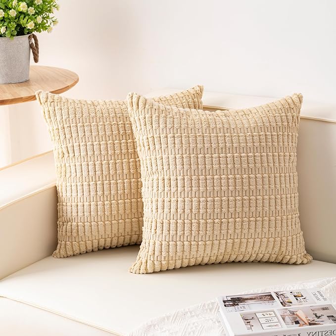 Aegero Pack of 2 Corduroy Decorative Throw Pillow Covers 26x26 Inch by Unknown