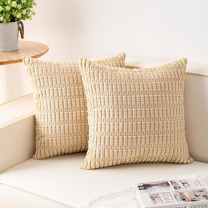 Aegero Pack of 2 Corduroy Decorative Throw Pillow Covers 16x16 Inch by Unknown
