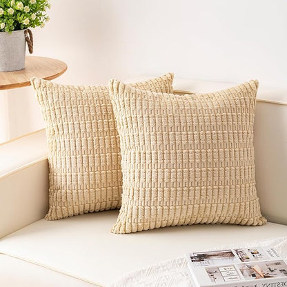 Aegero Pack of 2 Corduroy Decorative Throw Pillow Covers 16x16 Inch by Unknown