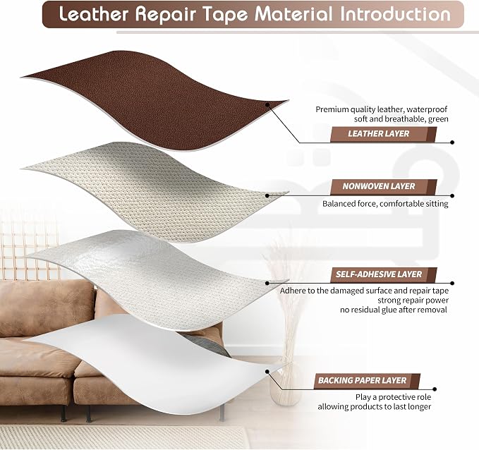 KING MOUNTAIN Leather Repair Patch, 16 x 60 Inches self Adhesive Leather Repair - Image 3