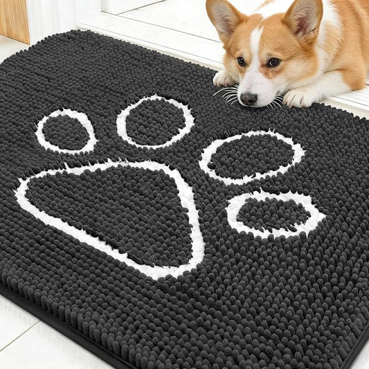 OLANLY Dog Door Mat for Muddy Paws 30x20, Paw Print Design Chenille Mud Mat | by OLANLY