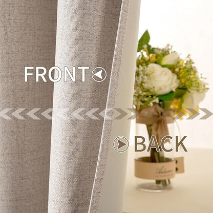 MIULEE Extra Wide 100% Blackout Linen Curtains - Image 6