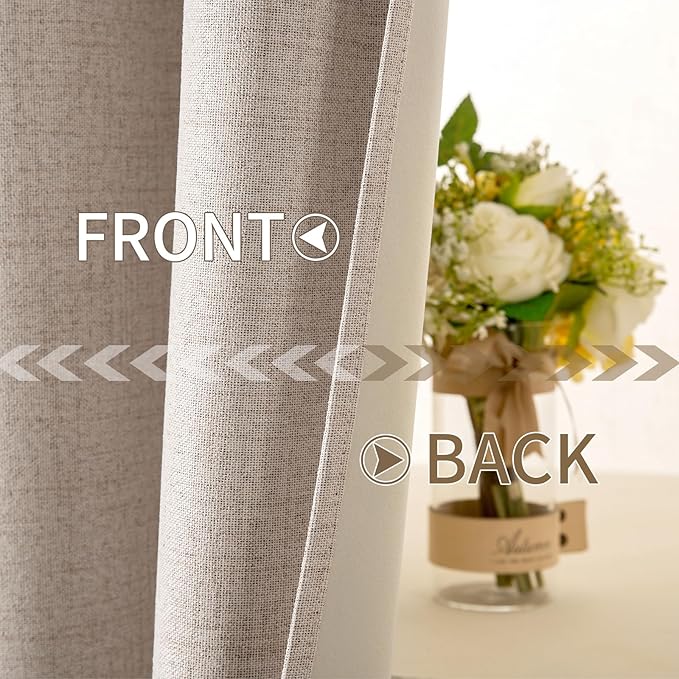 MIULEE Extra Wide 100% Blackout Linen Curtains - Image 6