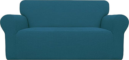 Easy-Going Stretch Loveseat Couch Covers Washable Peacock Blue | 1-Piece by Easy-Going