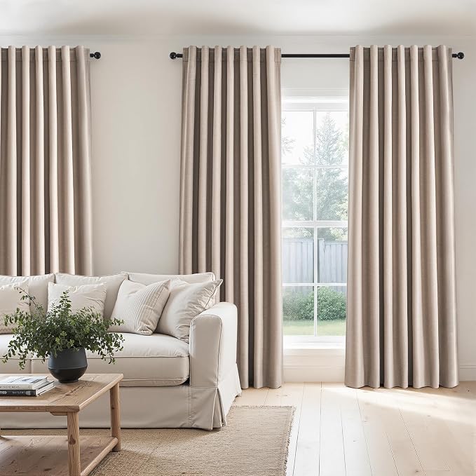 Topfinel 92 inch Long Blackout Curtains 2 Panels Set Neutral Beige Window - Image 7