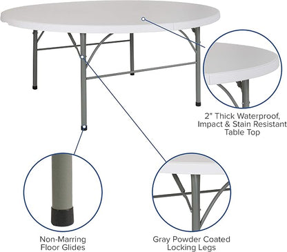 Flash Furniture Stonewall 6' Round Plastic Folding Event Table - Image 4