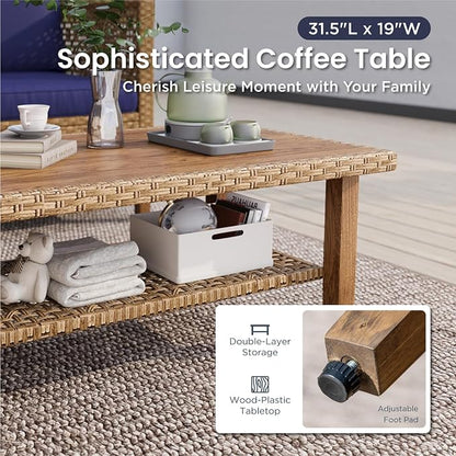 PHI VILLA Sectional Outdoor Couch, L-Shaped Wicker Patio Sofa Set, Small Rattan - Image 5