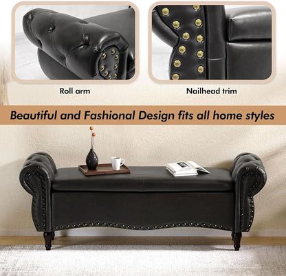 ZZW Storage Ottoman Bench, Tufted Bed Benches - Image 5