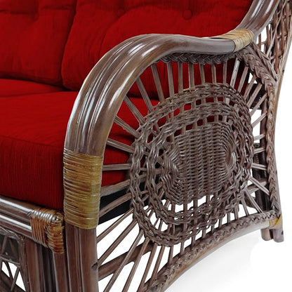 Malibu Lounge Set of 4: 2 Natural Rattan Wicker Chairs, Three-Seater Sofa - Image 9
