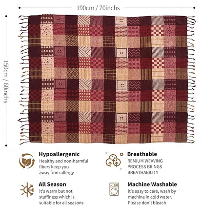 Boho Throw Blanket, Patchwork Large Blankets - Image 5