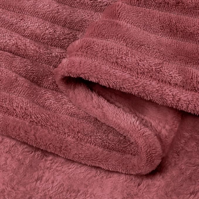 BEDELITE 3D Ribbed Brick Dust Fleece Throw Blanket - Image 9