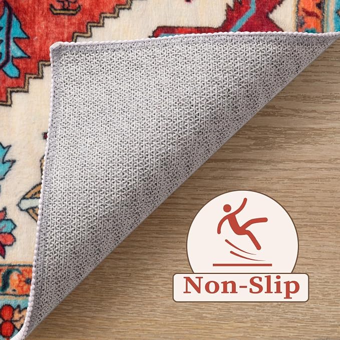 SERISSA 5ft Washable Non Slip Round Boho Area Rug - Image 4