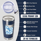 20 oz Tumbler Coffee Tavel Tumblers Bulk with Lid Stainless Steel Double Wall Vacuum Insulated Mug Powder Coated Cups fit Car Cupholder for Hot and Cold - Navy, 1Pack