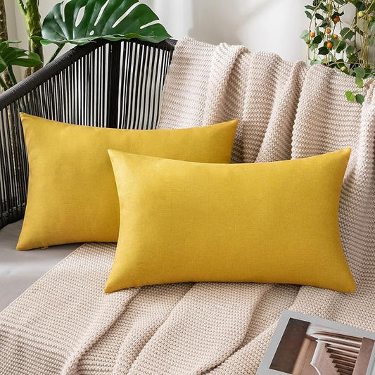 MIULEE Pack of 2 Decorative Outdoor Solid Waterproof Throw Pillow Covers Faux by MIULEE