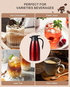 70oz Thermal Coffee Carafe, Updated Insulated Stainless Steel Coffee Carafes for Keeping Hot Coffee & Tea Hot Beverage-12Hours, Double Walled Vacuum Coffee Carafe