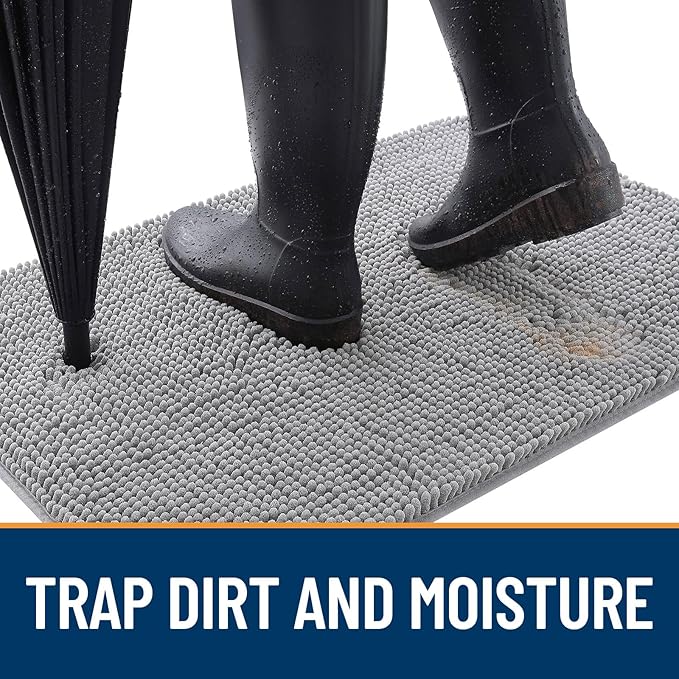 OLANLY Dog Door Mat for Muddy Paws 35x24, Super Absorbent Chenille Mud Mat | - Image 2