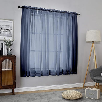 Chyhomenyc Voile Sheer Curtain Panels 54in Long 2 Pack, Short Bathroom Window by Chyhomenyc