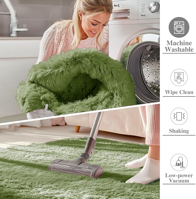 OLANLY Area Rugs for Living Room Bedroom, Machine Washable 4x5.9 ft Soft Fluffy - Image 2