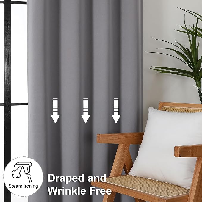 Simplebrand Ava Light Grey Short 36 Inches Blackout Curtain 2 Panels Set - Image 7