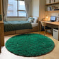 Dark Green Round Area Rug 4ft, Soft Bedroom Circle Rugs by ONASAR