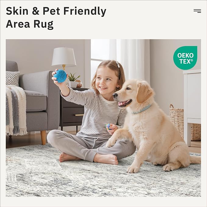 Soalmost Runner Rug 2x8 Washable Hallway Kitchen Runners Blue/Ivory | Non-Slip - Image 8