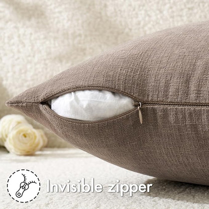 MIULEE Brown Chenille Couch Throw Pillow Covers, 18x18 | Set of 2, Modern - Image 3