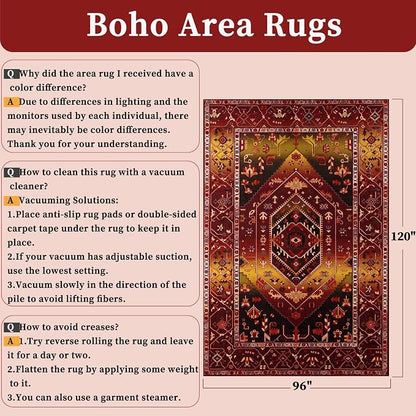 SERISSA 8x10 Washable Non Slip Boho Area Rug - Image 2