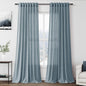 Light Blue Linen Curtains Semi Sheer 96 Inches Long 2 Panels Set by Nanspring