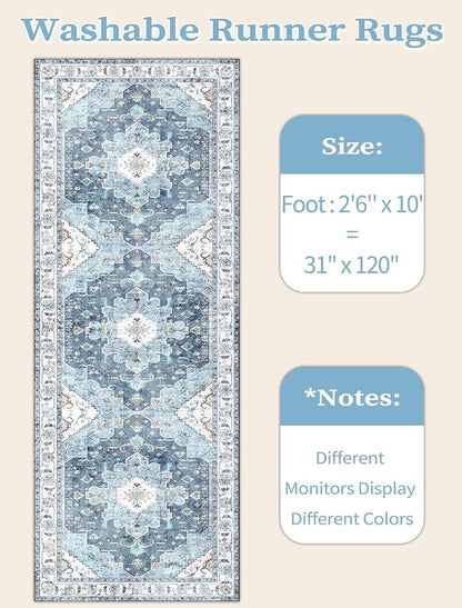 SERISSA 2'6"x10' Washable Non Slip Boho Runner Rug - Image 5