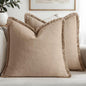 MIULEE Boho Linen Fringe Decorative Throw Pillow Covers Camel 20x20 | Set of 2 by MIULEE
