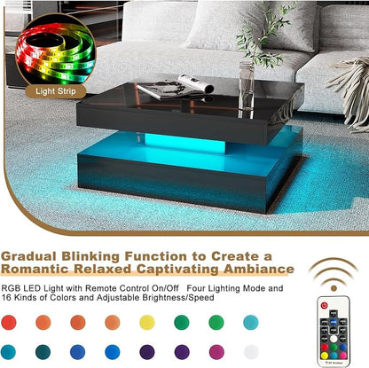HedoAjim Black LED Coffee Table - Image 3
