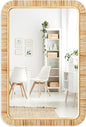 Barnyard Designs Rectangular Rattan Wall Mirror, Natural Tan Woven Rattan Frame by BarnyardDesigns
