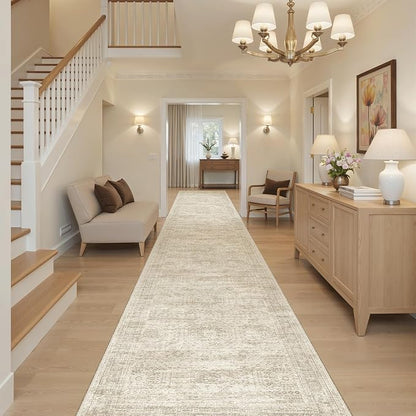 Soalmost Washable 3x16 Hallway Runner Rug Non-Slip Kitchen Entry Rugs Beige | - Image 2