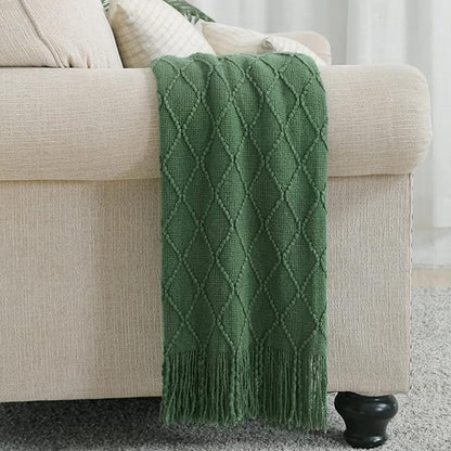 BOURINA Green Throw Blanket 50x60 Inches Throw Textured Solid Soft Sofa Couch - Image 5