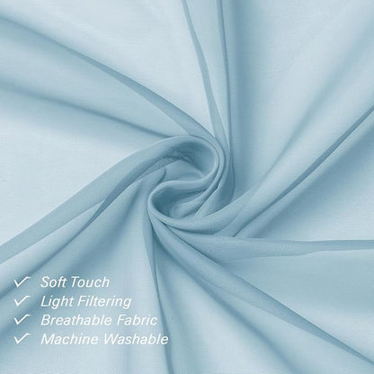 Sky Blue Sheer Curtains 90 Inches Long 2 Panels, Light Filtering Voile Solid - Image 7