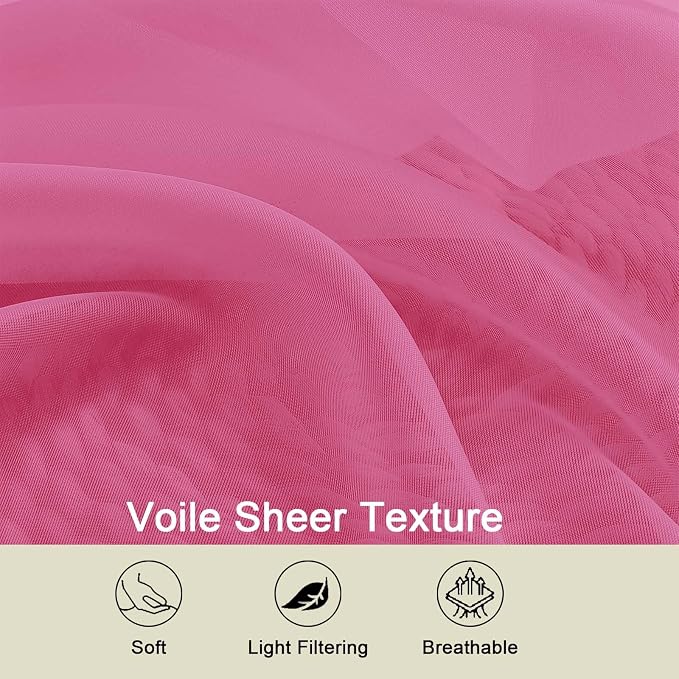 Cafe Curtains 36 Inch Length Tier 2 Pieces, Modern Soft Airy Sheer Kitchen - Image 3