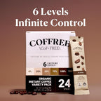 COFFREE Organic Instant Coffee Packets - 25% Low Caffeine, Low Acid, Mold Free Coffee Made with Arabica Coffee Beans - Smooth & Balanced Taste - Hot or Cold Single Serve Travel Packets 24 Pack Box