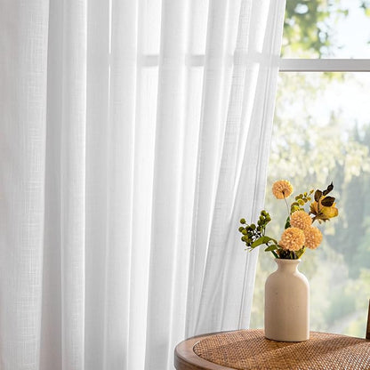 MYSKY HOME Short White Sheer Curtains - Image 9