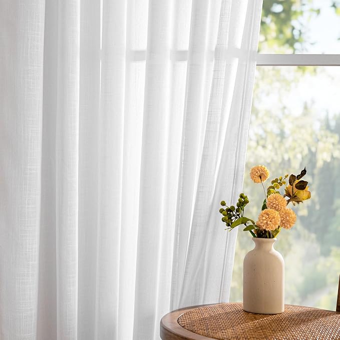 MYSKY HOME Short Curtains for Bedroom Small Windows, Light Filtering Sheer - Image 9