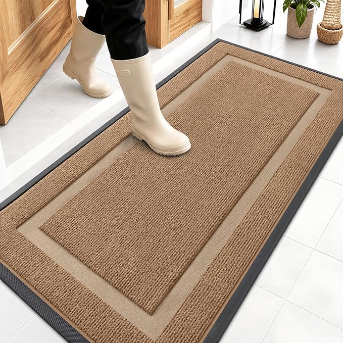 OLANLY Front Door Mat Outside 47x23, All-Season Heavy-Duty Rubber Doormat | by OLANLY