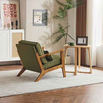 Karl home Accent Chair Wide Armrest Mid-Century Lounge Chair Linen Fabric - Image 6