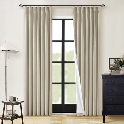 Burlywood Birch 100% Blackout Pinch Pleated Linen Curtains 80 Inches Long | by Twodrapes