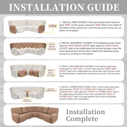 100% Waterproof Sectional Recliner Couch Covers - Image 7