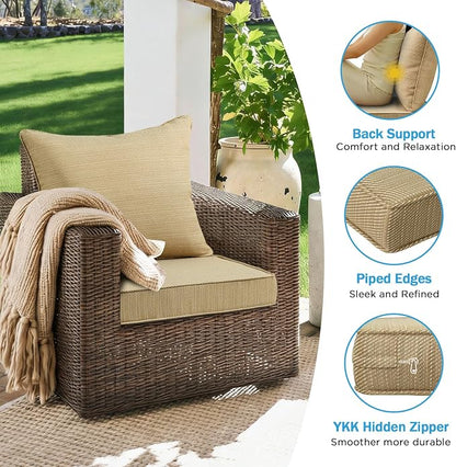 Outdoor Deep Seat & Back Cushion Set, 24 x 24 Inch Water Repellent and Fade - Image 5