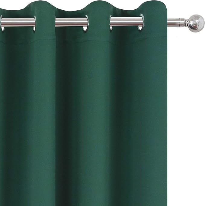 Blackout Curtains 66 x 84 inch/Dark Green Curtains Set of 2 Panels/Thermal - Image 7