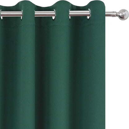 Blackout Curtains 66 x 95 inch/Dark Green Curtains Set of 2 Panels/Thermal - Image 7