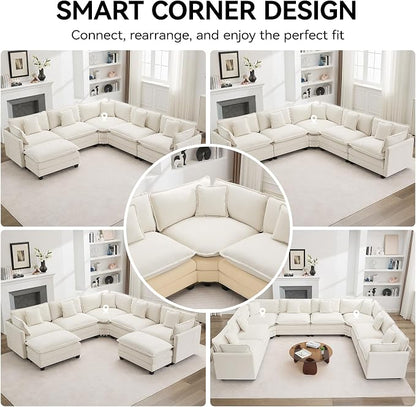 113'' V Shaped Cloud Sectional Sofa, Oversized Deep Seat Couches - Image 6