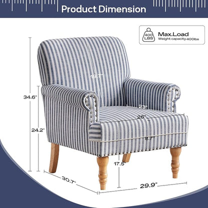 HUIMO Linen Fabric Accent Chair, Mid-Century Modern Armchair - Image 2